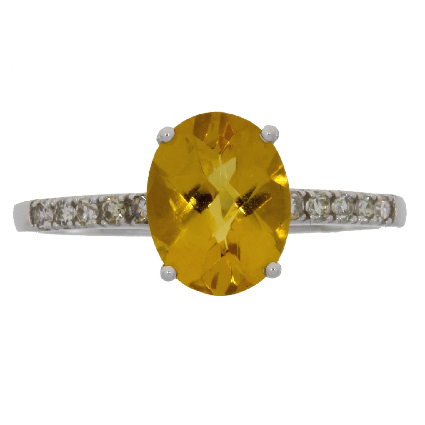 Natural 2.20ct Citrine Diamond Ring 14KT White Gold