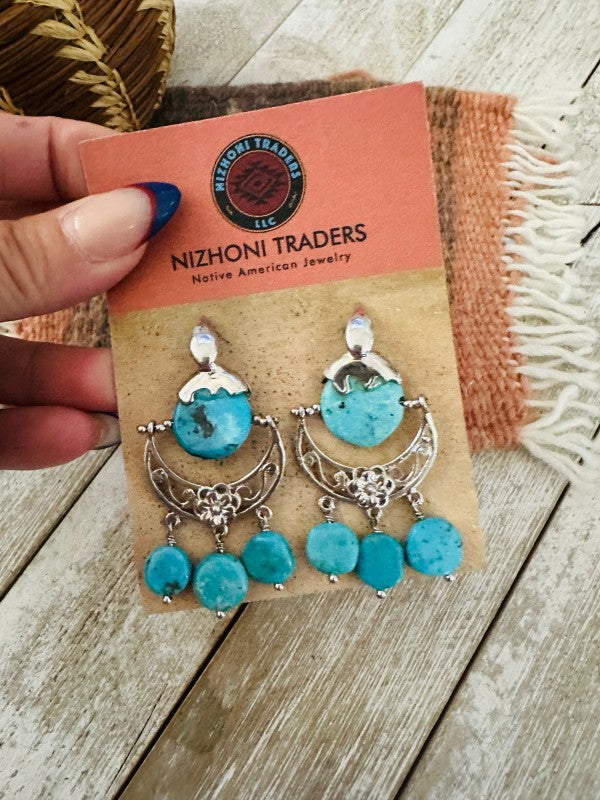 Navajo Turquoise & Sterling Silver Chandelier Dang