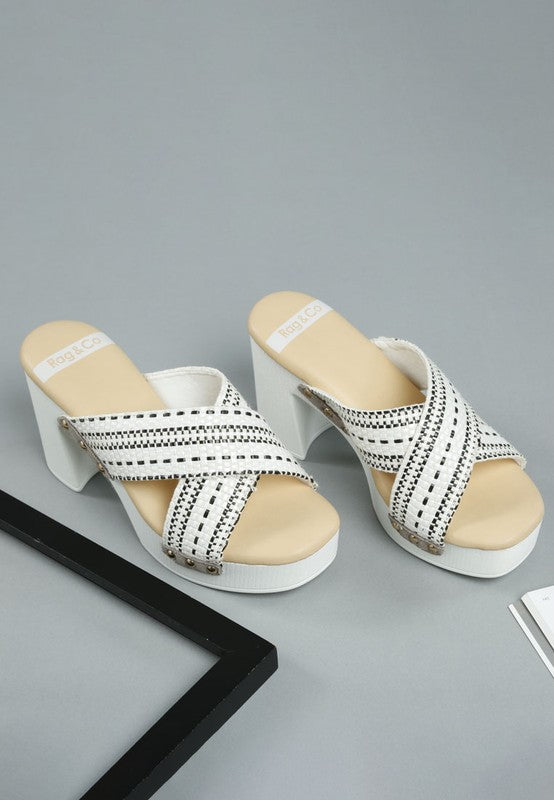 Finley Raffia High Block Heel Clogs
