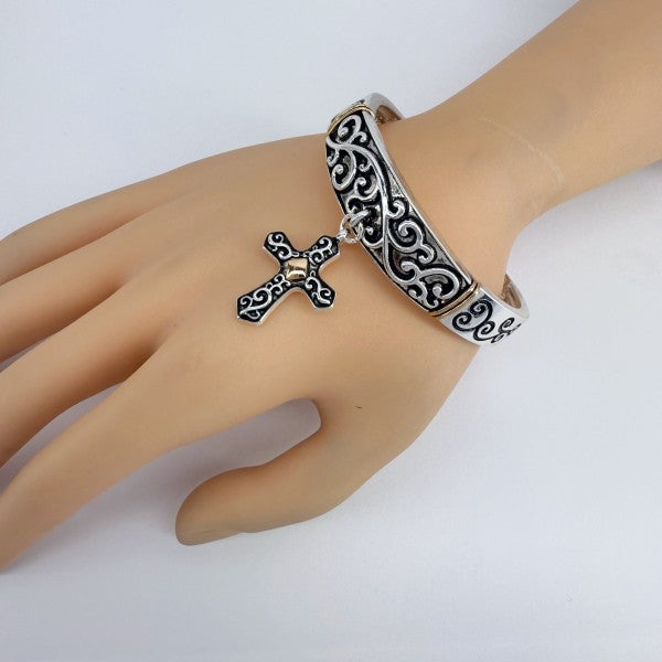 Stretchable Filigree Cross Vintage Bracelet