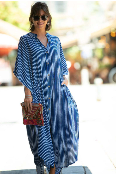 Beach Cover up Loose Button with Pocket Vacation Robe Blouse