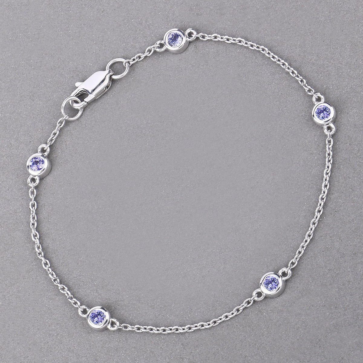 0.50 Carat Genuine Tanzanite .925 Sterling Silver Bracelet