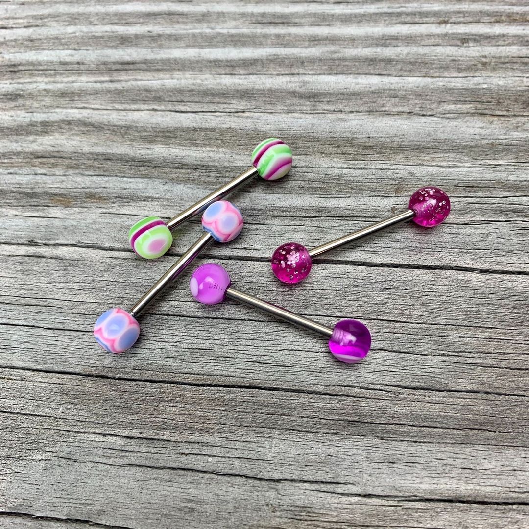 Glittering Grape GLITTER Barbell Tongue Ring