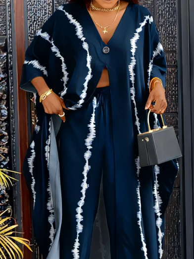 Women's Printed V Neck Shirt & Pants Sets