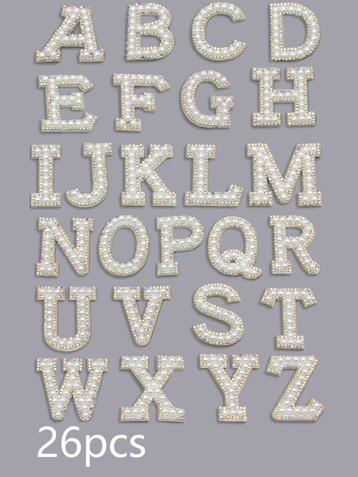 Pearl Rhinestone Cloth Sticker-Letter A-White-2 Pack