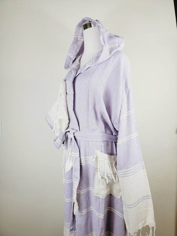 Unisex Robe, Beach or spa Robe with pockets - Lila