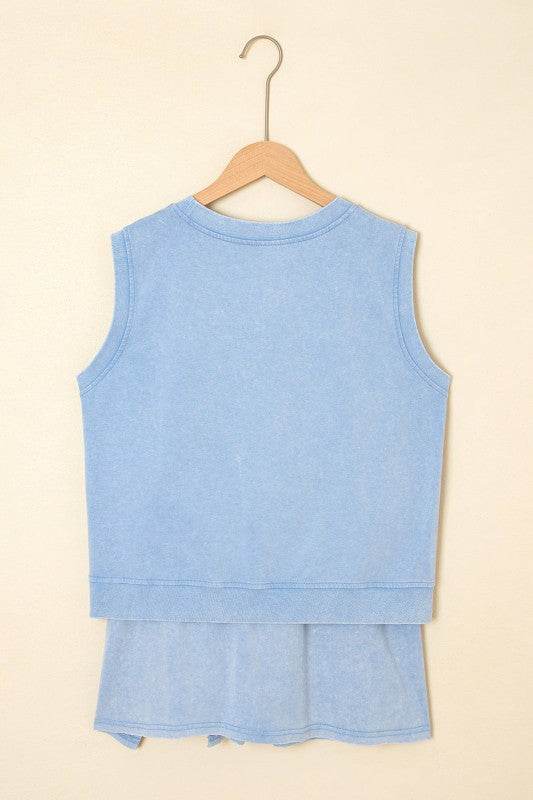 Aria 2 Pieces Mineral Wash Cotton Tank Top Lined S