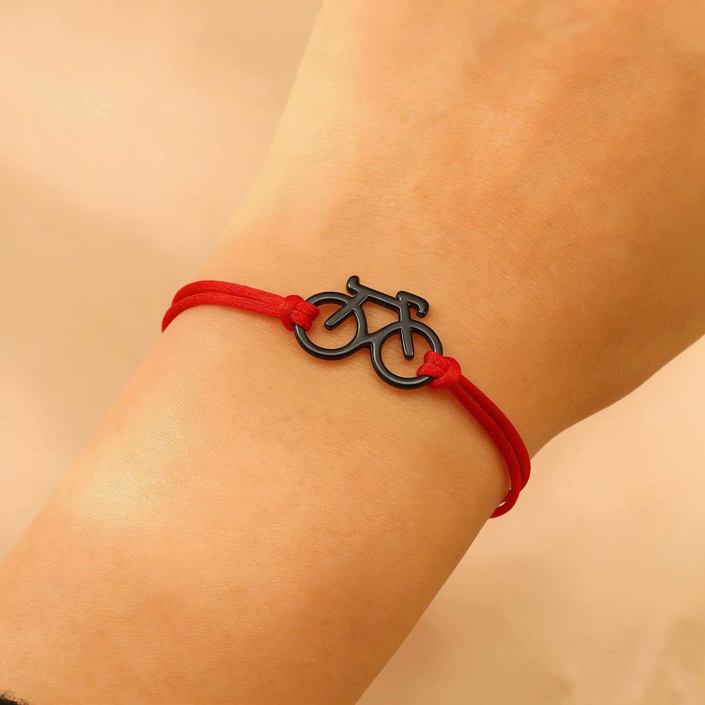 Handmade Braided Adjustable Bracelet with Bike Charm