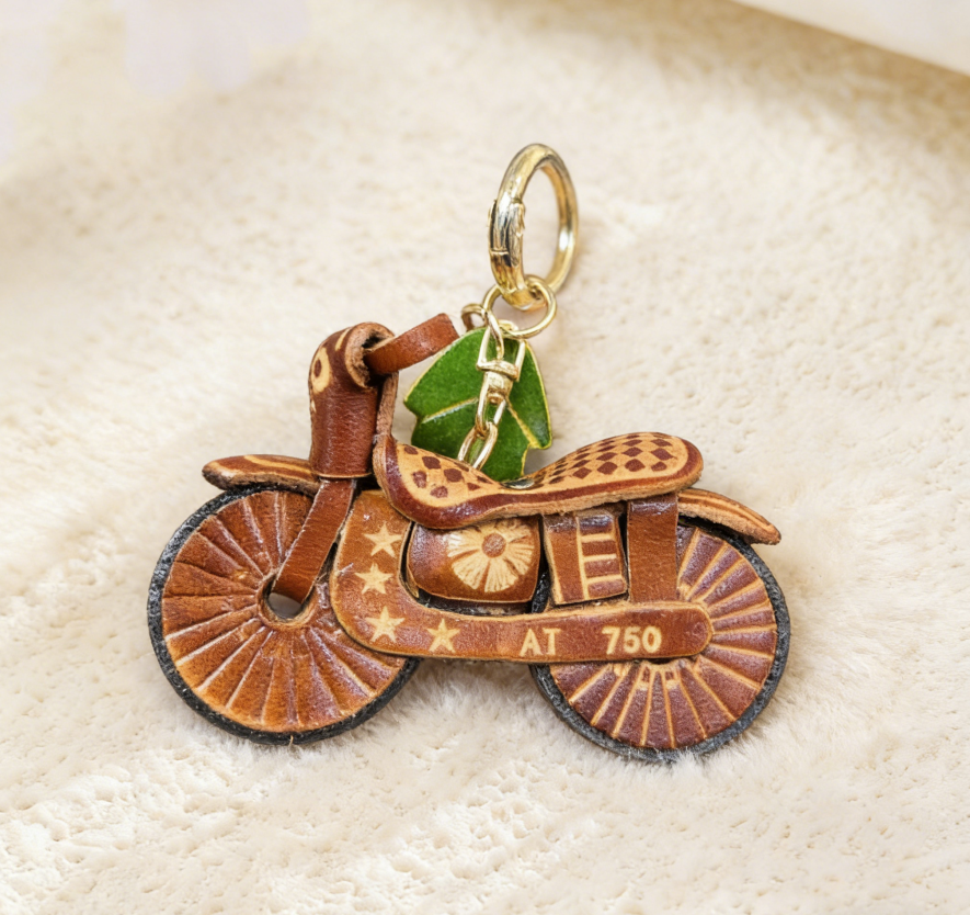 Motorcycle Leather Keychain