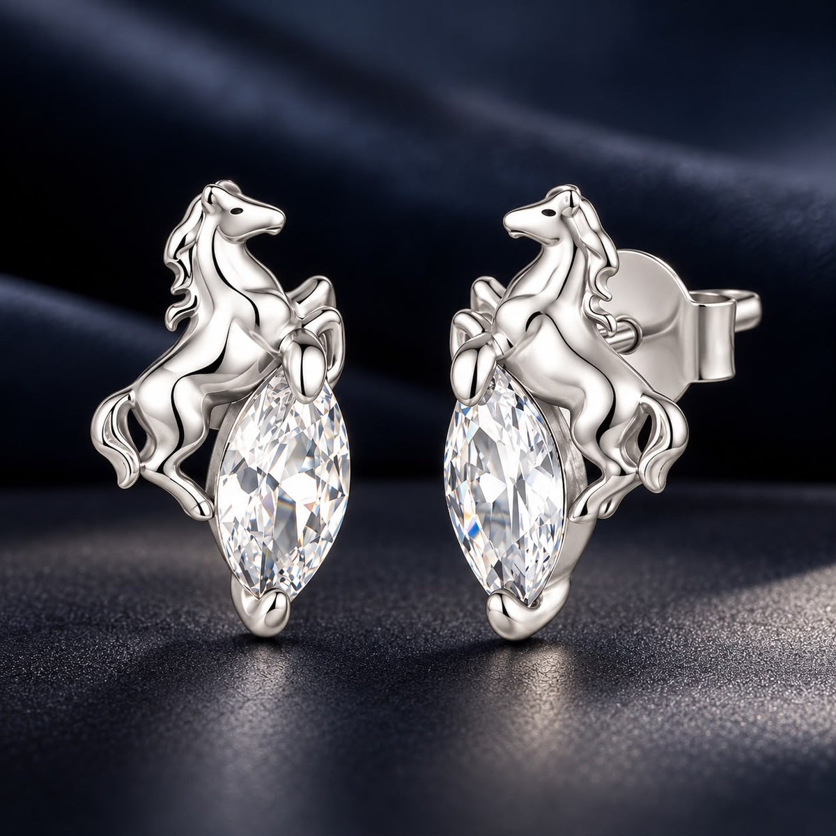 925 Sterling Silver White Gold Plated 1.2 x 0.7 cm Pavé CZ Earrings for Women