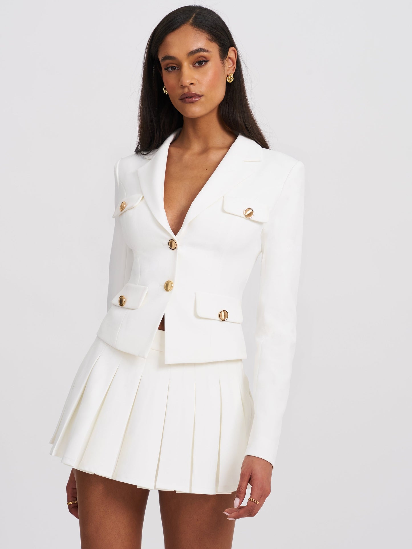 Oakley White Preppy Style Blazer Jacket