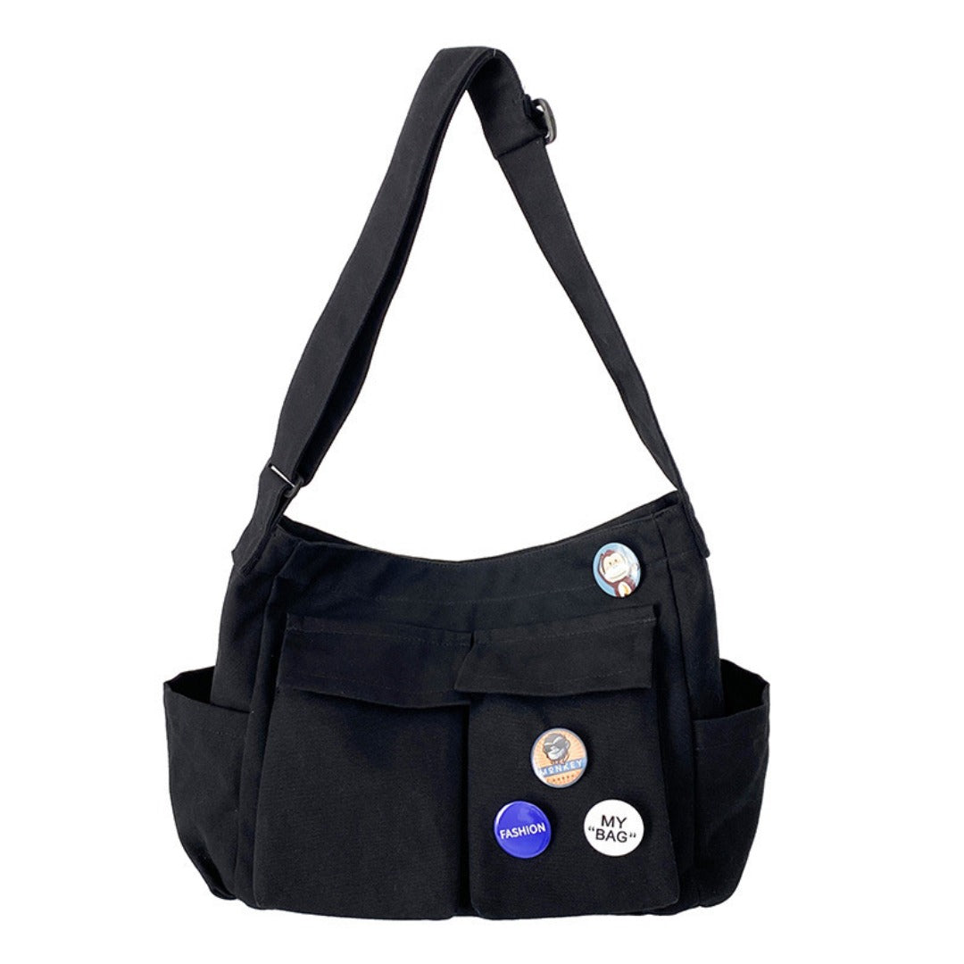 Retro Tooling Women's Shoulder Bag - Stylish Crossbody Canvas Bag with Large Capacity for Everyday Street Leisure