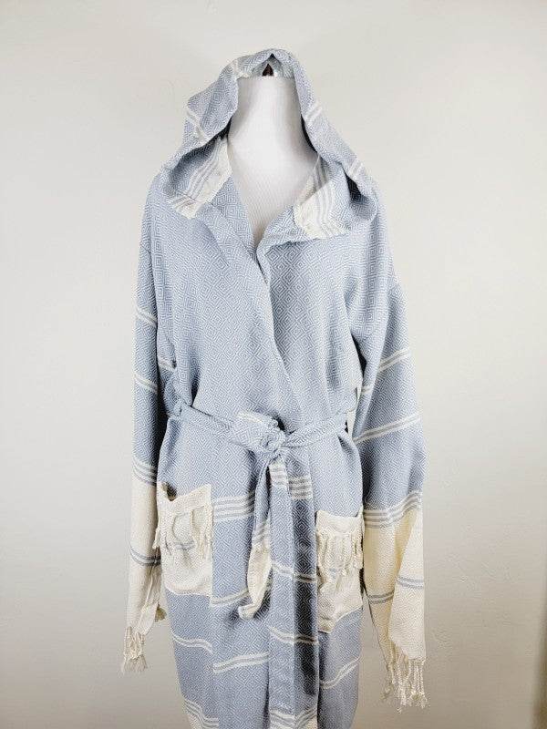 Unisex Robe, Beach or spa Robe with pockets - Sky