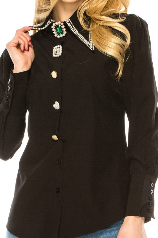 Women Button Down Long Sleeve Blouse