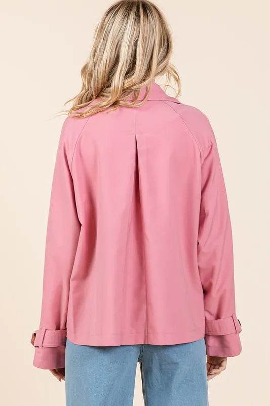 Mittoshop Double Breasted Long Sleeve Trench Coat Jacket