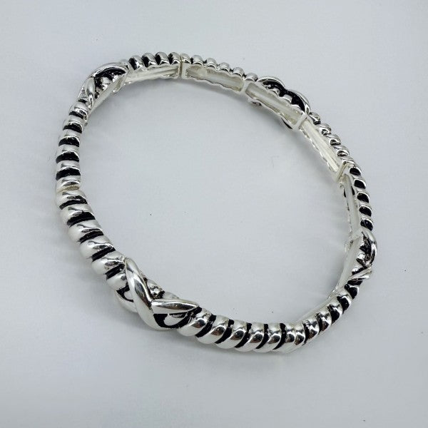 2 Tone or Silver Finish Stretchable Bracelet