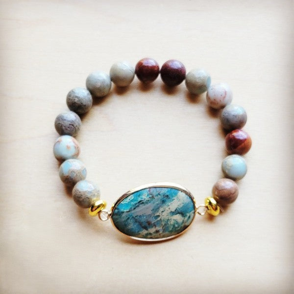Aqua Terra Beaded Bracelet with Center Accent
