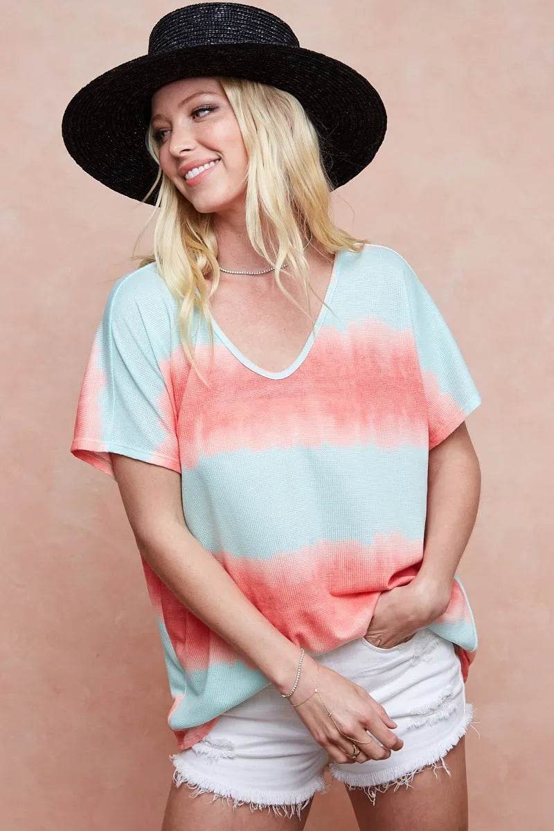 BiBi Tiedye Printed Hacci Knit Top