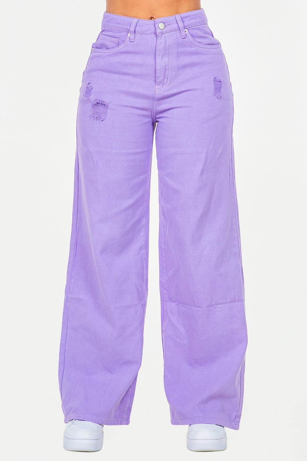 American Bazi High Waist Distressed Wide Leg Jeans