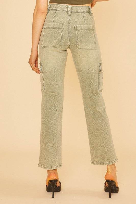 Annie Wear Straight Leg Jeans with Cargo Pockets