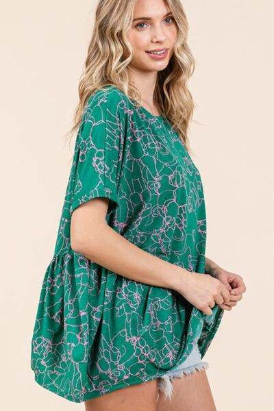Mittoshop Abstract Print Round Neck Short Sleeve Top
