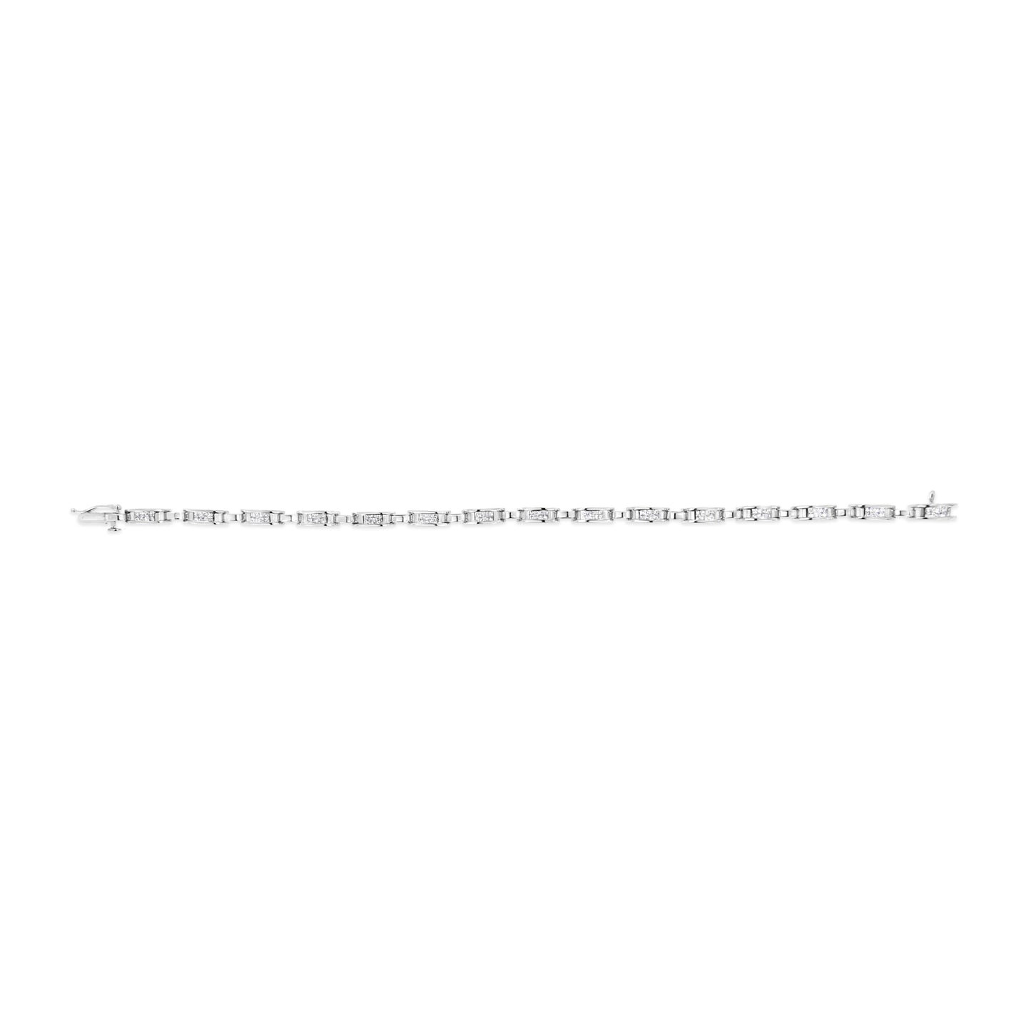 14K White Gold 1.00 Cttw Princess-Cut Diamond Link Bracelet (I-J Color, I1-I2 Clarity) - Size 7.25