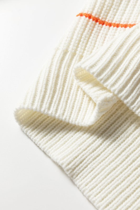 Stripe V-Neck Drop Shoulder Sweater