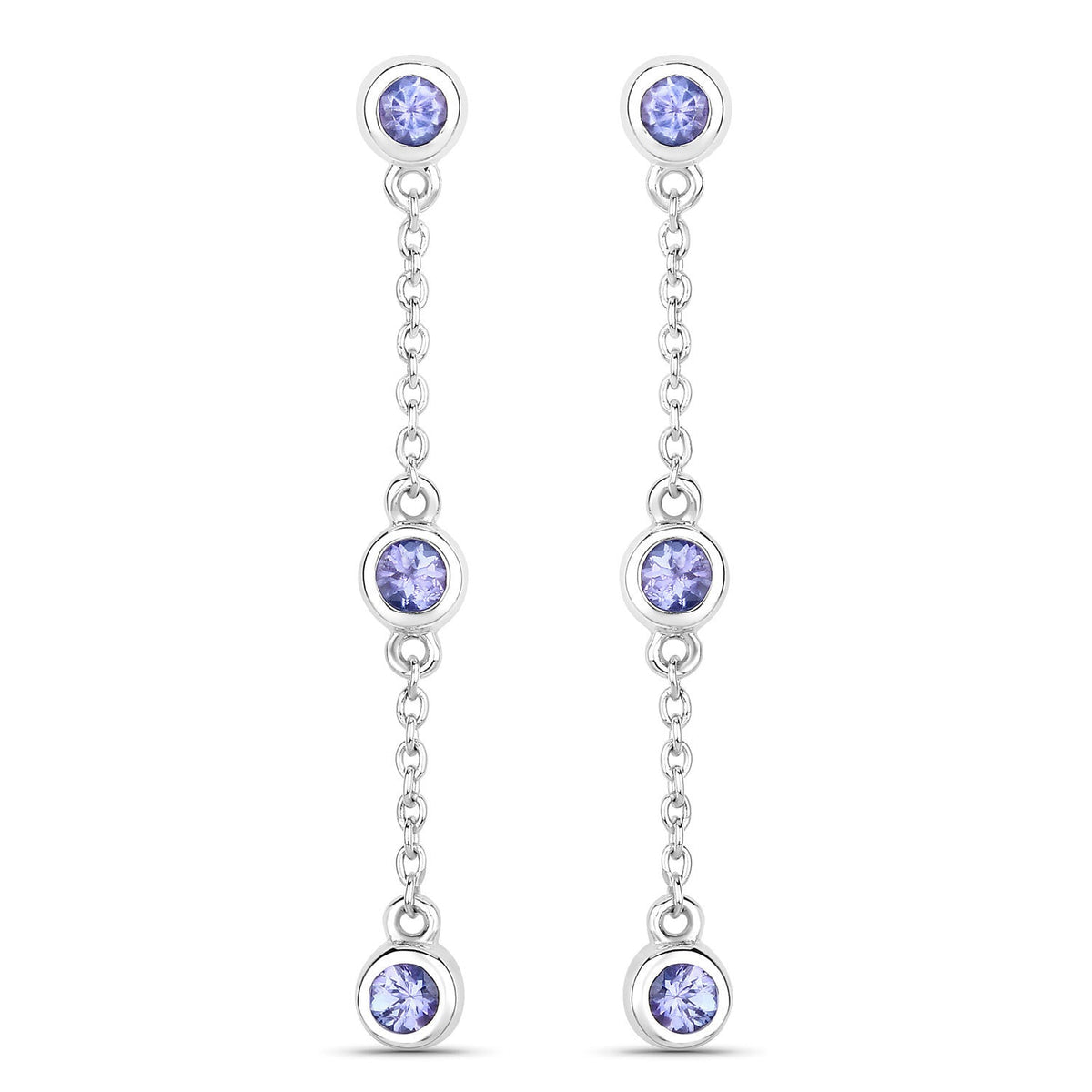 0.60 Carat Genuine Tanzanite .925 Sterling Silver Earrings