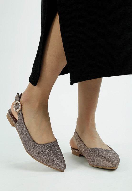 Giora Glitter Slingback Flat Sandals