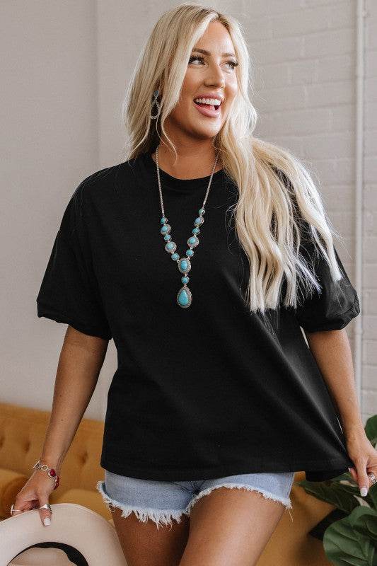 Ayra Loose Half Sleeve Hi Low Hem Top