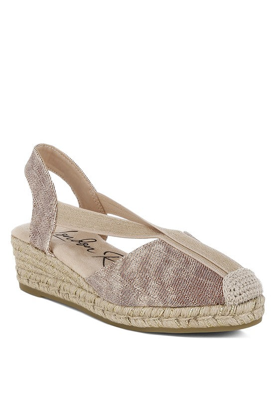 Port Side Metallic Woven Espadrille Wedges