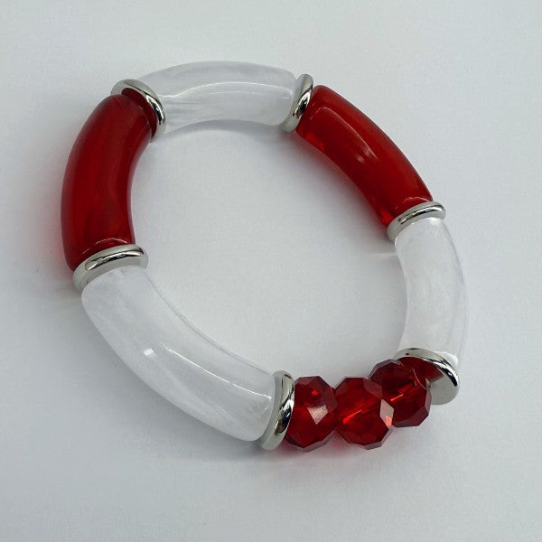 Two Tone Stretchy Bracelet With Beads
