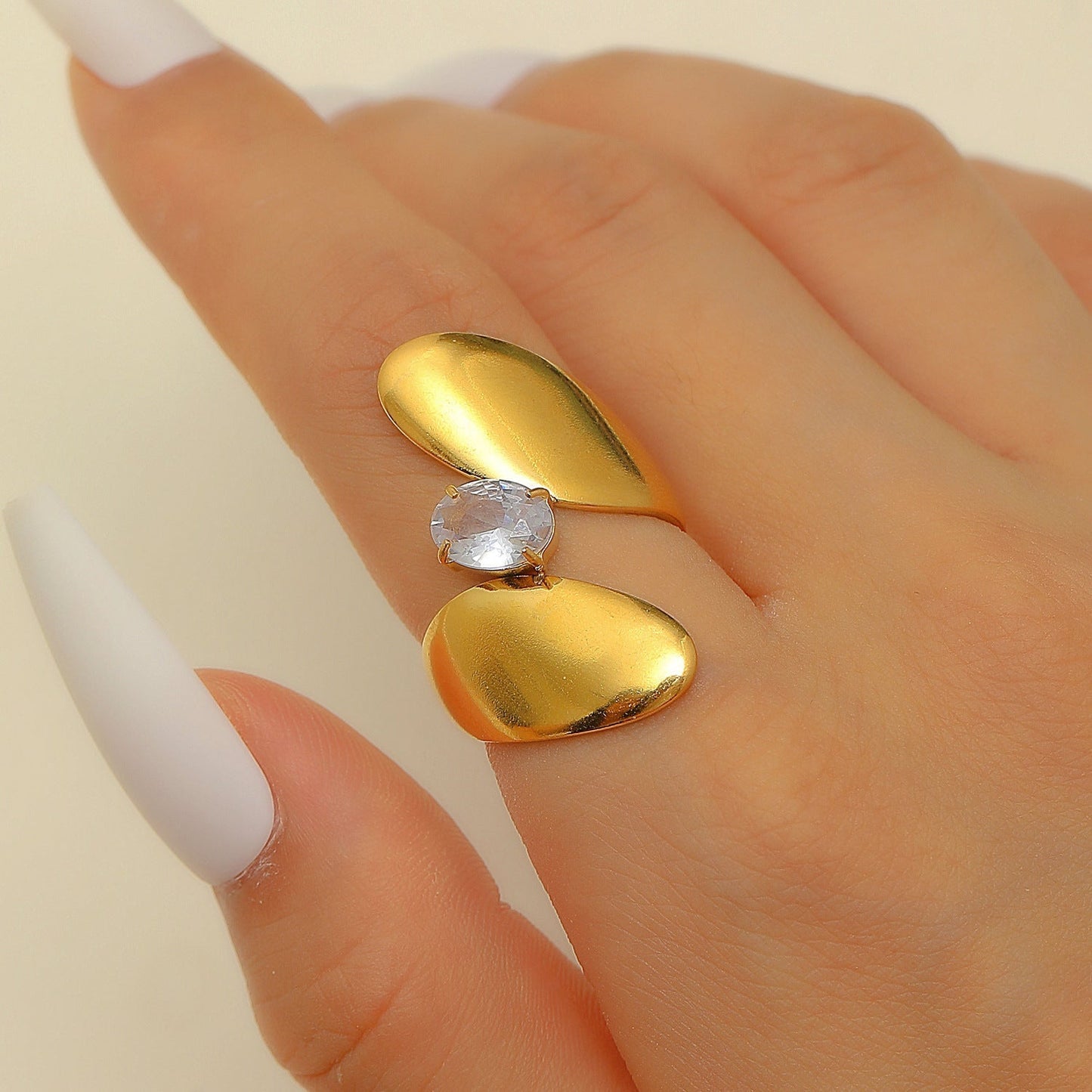 Stainless Steel Zircon Line Ring
