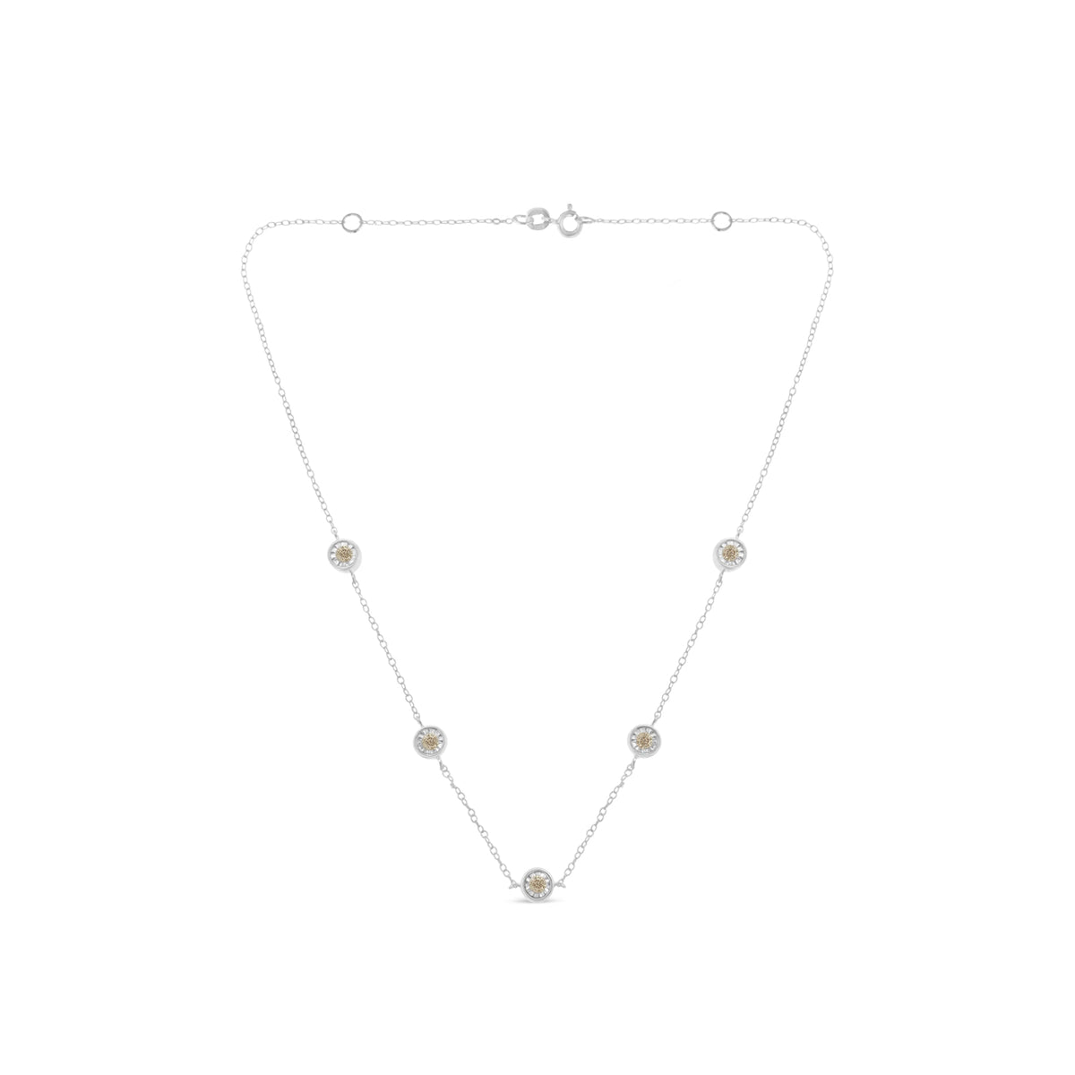 Sterling Silver Diamond Station Necklace (1/2 cttw, I-J Color, I1-I2 Clarity)