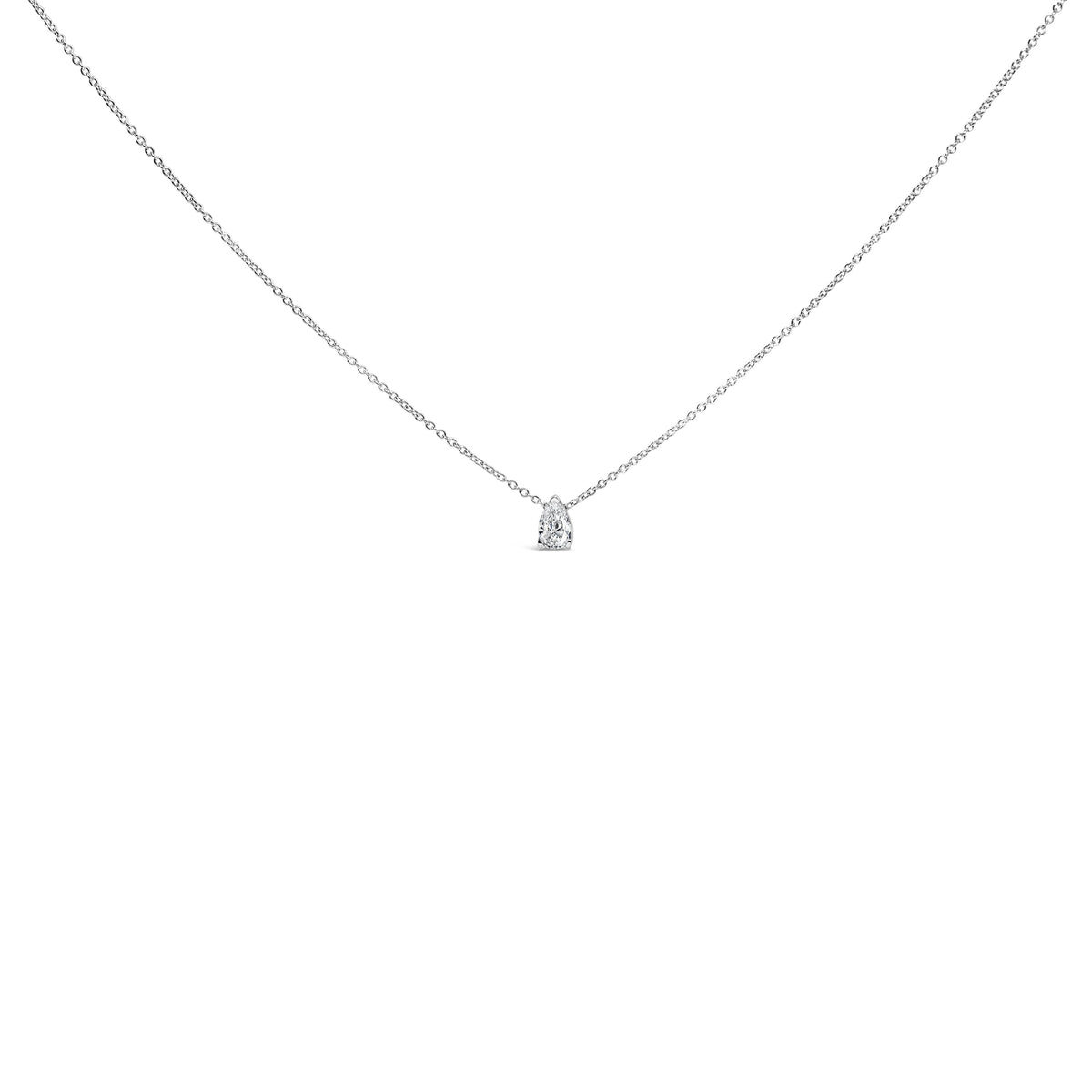 14K White Gold 1/10 Cttw Pear Shape Lab Grown Diamond Solitaire Pendant Necklace (F-G Color, VS2-SI1 Clarity)