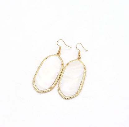 Abalone Shell and Opal Glass Inlay Earrings