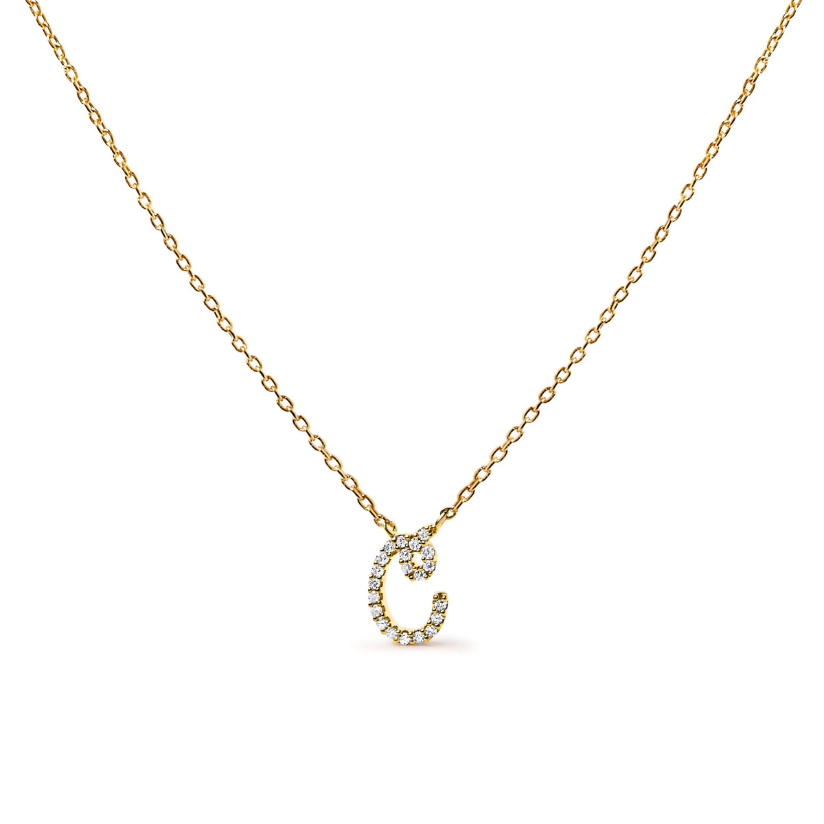 10K White Gold Diamond Accent "A" Initial Script Style Pendant Necklace
