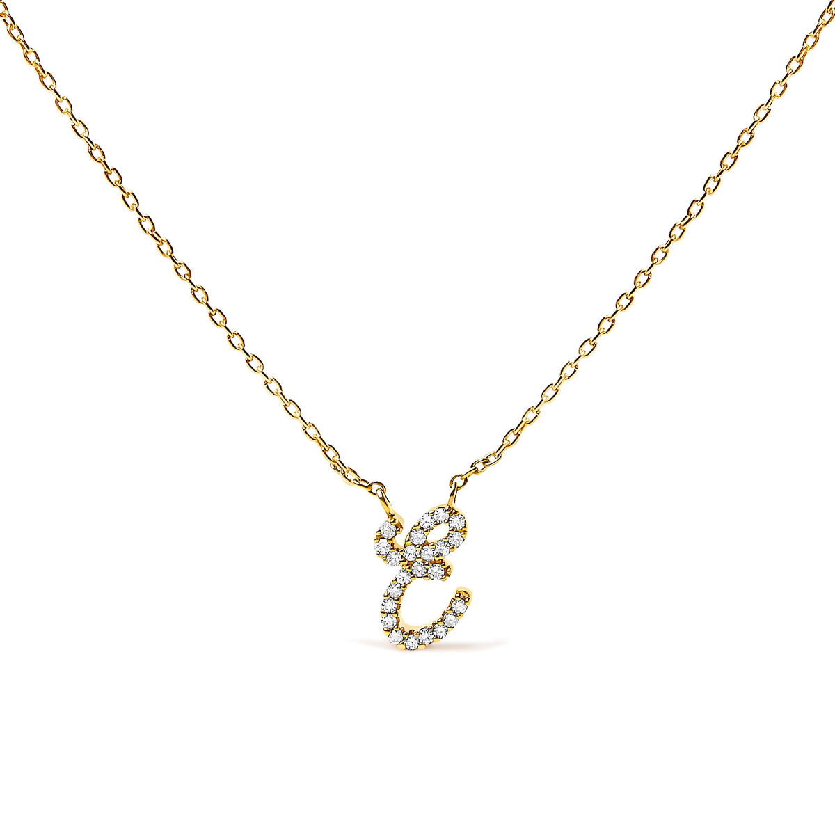 10K White Gold Diamond Accent "A" Initial Script Style Pendant Necklace
