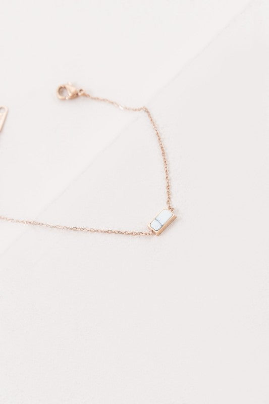 Beaming Bar Stone Bracelet | Rose Gold (14K)
