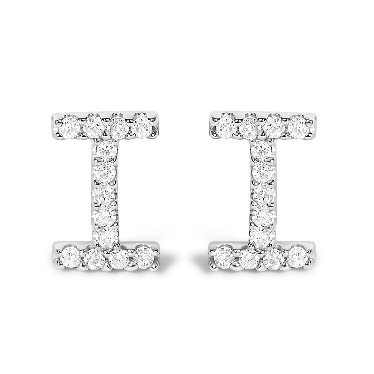 10K White Gold 1/10 Cttw Diamond Initial â€œAâ€ Stud Earring