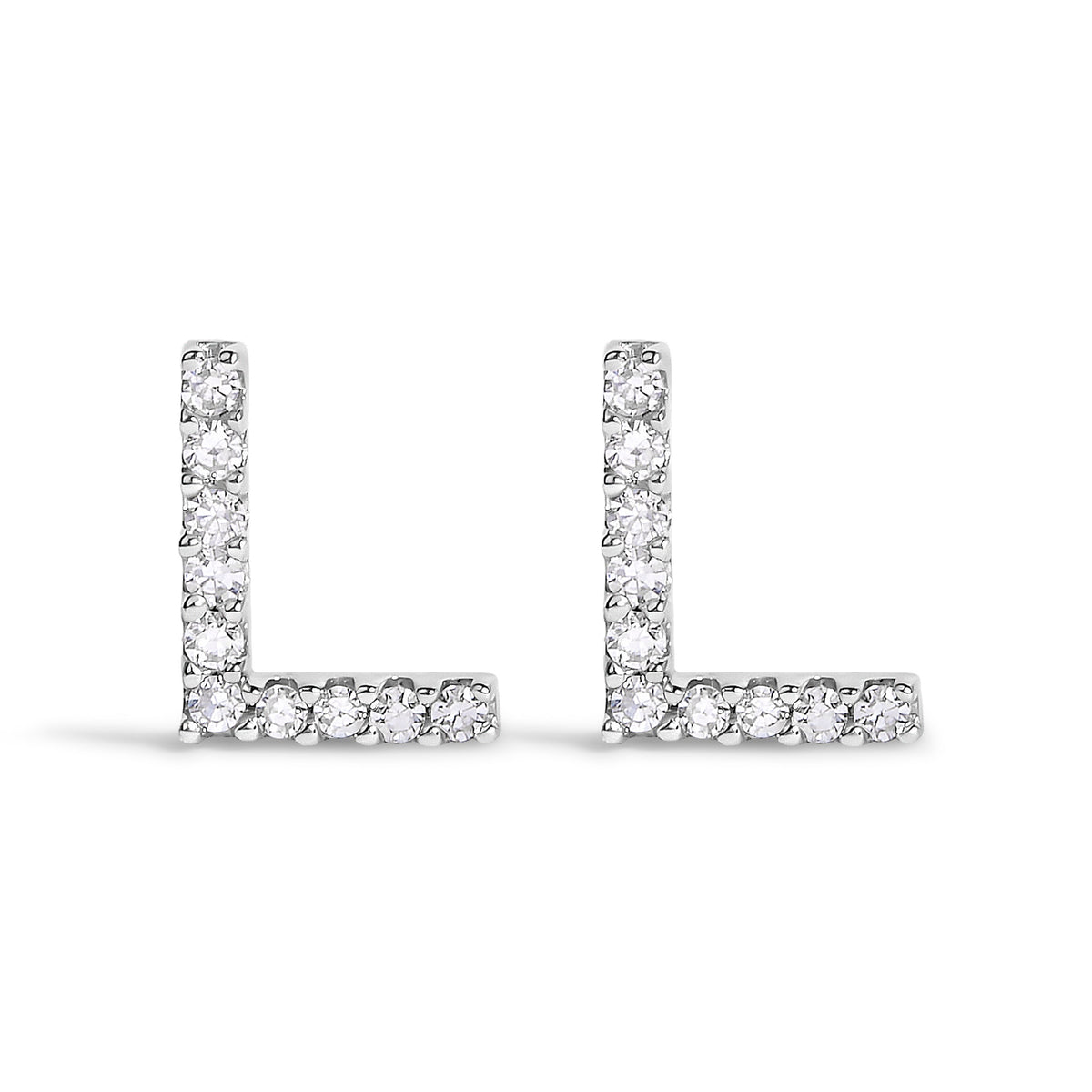 10K White Gold 1/10 Cttw Diamond Initial â€œAâ€ Stud Earring