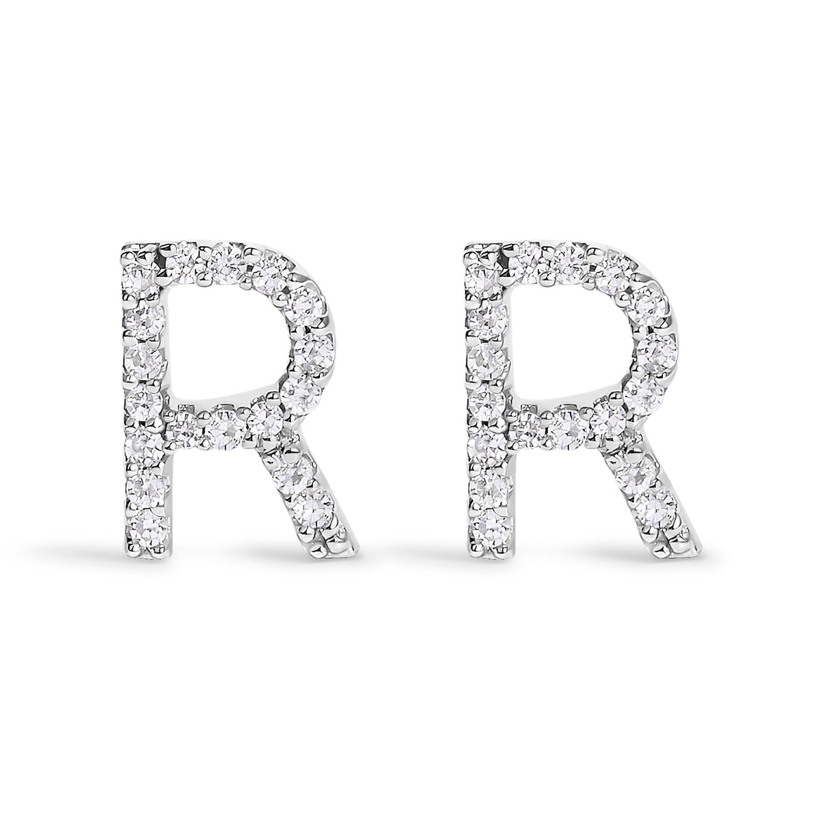 10K White Gold 1/10 Cttw Diamond Initial â€œAâ€ Stud Earring
