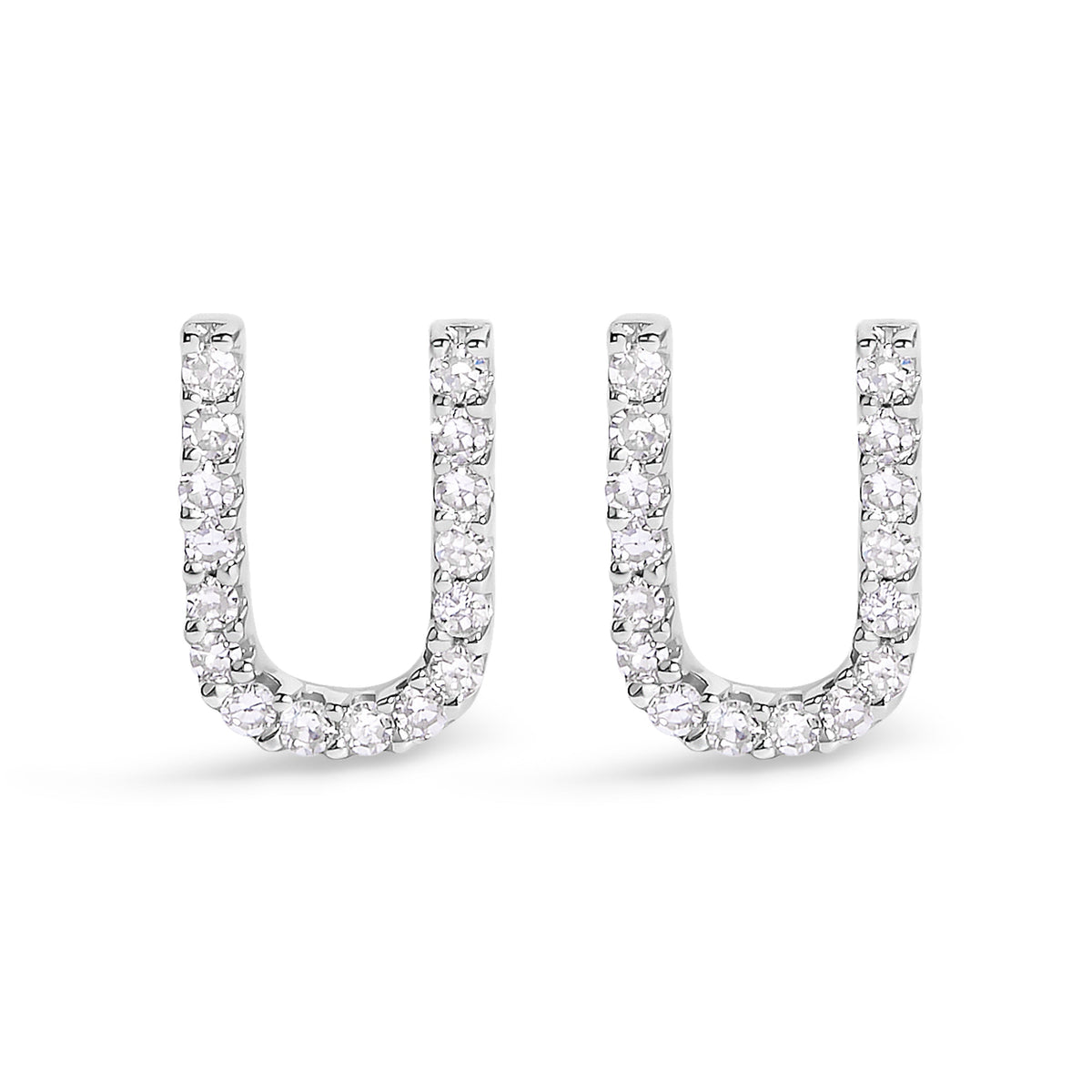 10K White Gold 1/10 Cttw Diamond Initial â€œAâ€ Stud Earring