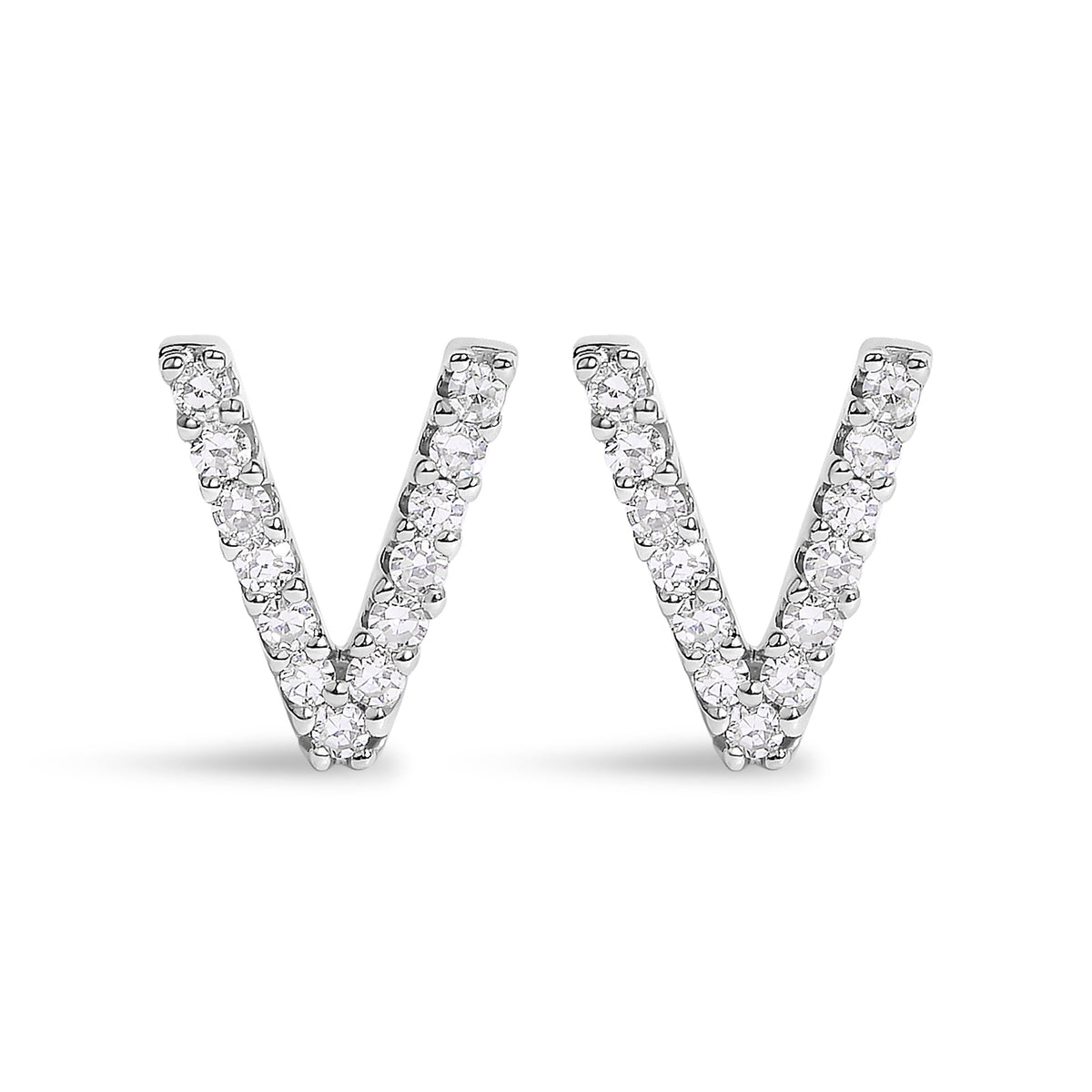 10K White Gold 1/10 Cttw Diamond Initial â€œAâ€ Stud Earring