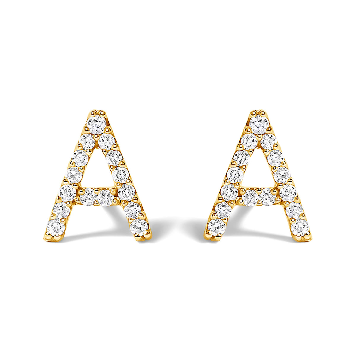 10K White Gold 1/10 Cttw Diamond Initial â€œAâ€ Stud Earring