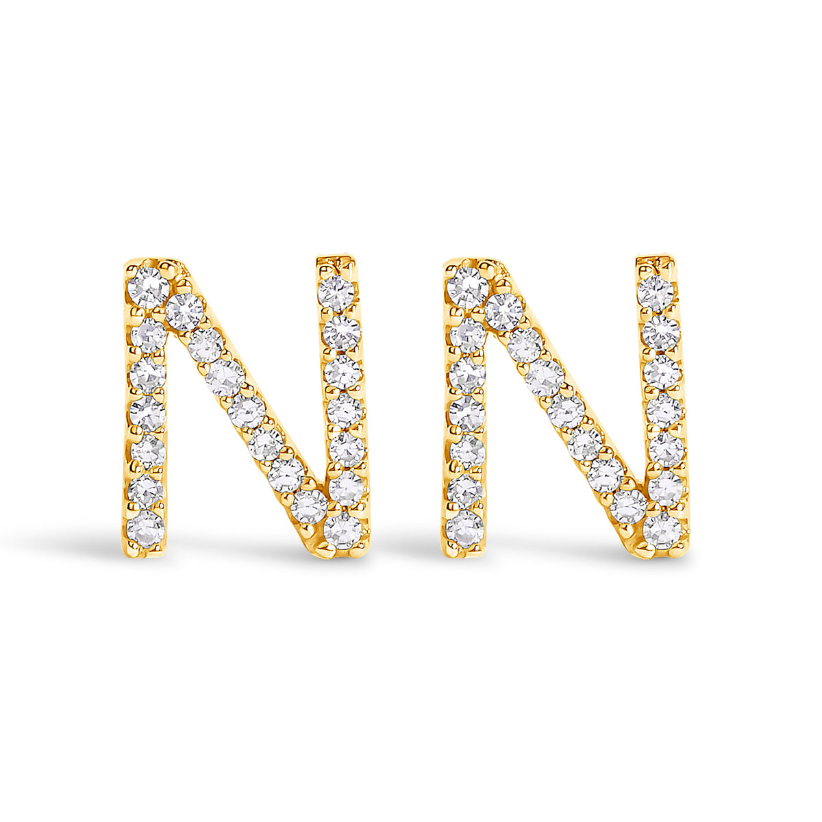 10K White Gold 1/10 Cttw Diamond Initial â€œAâ€ Stud Earring