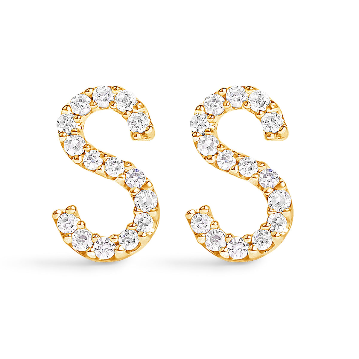10K White Gold 1/10 Cttw Diamond Initial â€œAâ€ Stud Earring