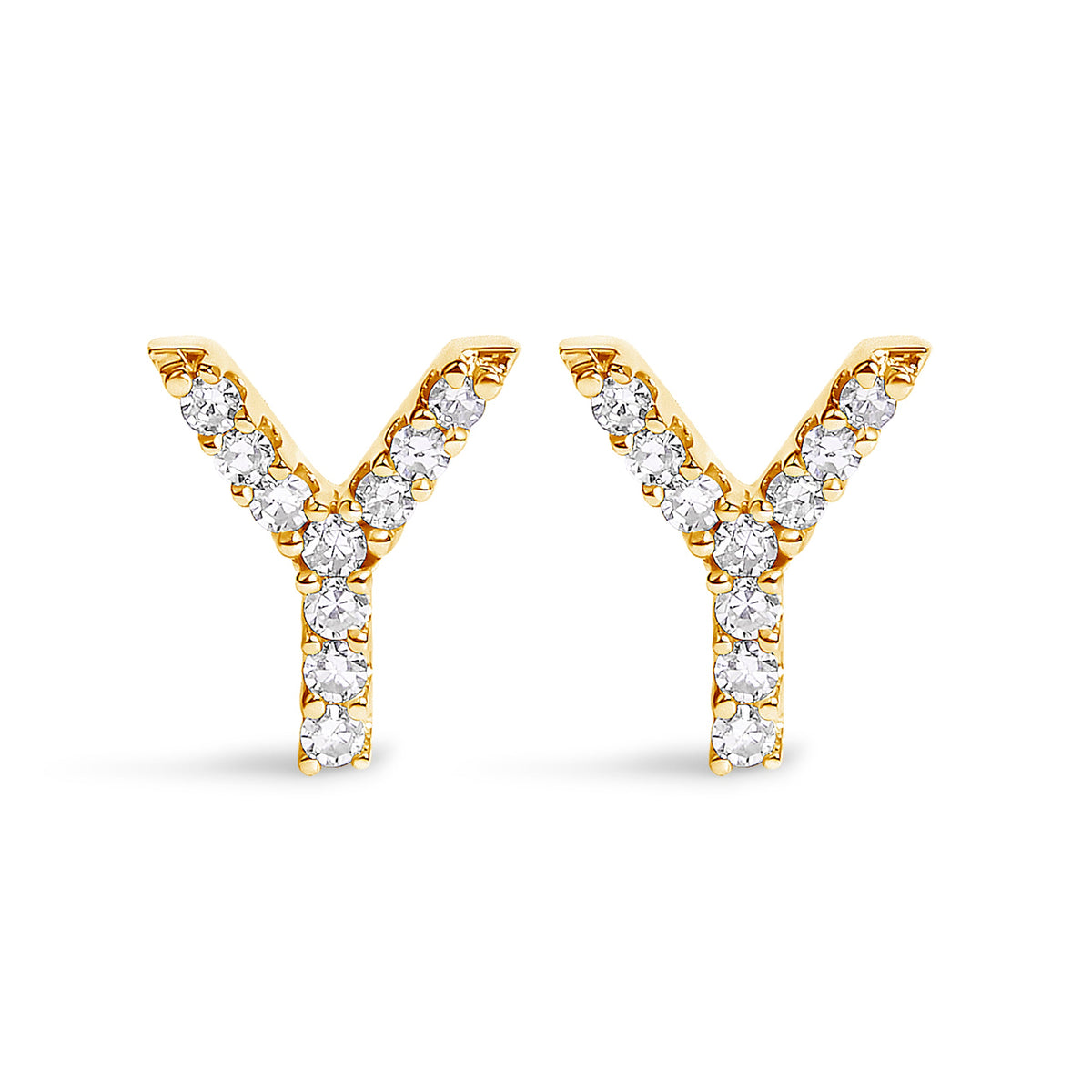 10K White Gold 1/10 Cttw Diamond Initial â€œAâ€ Stud Earring