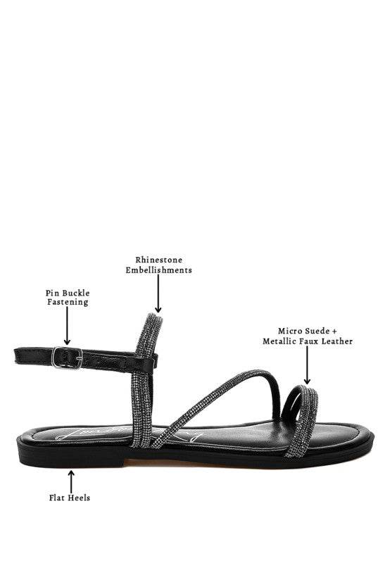 Bawley Rhinestone Strappy Flat Sandals