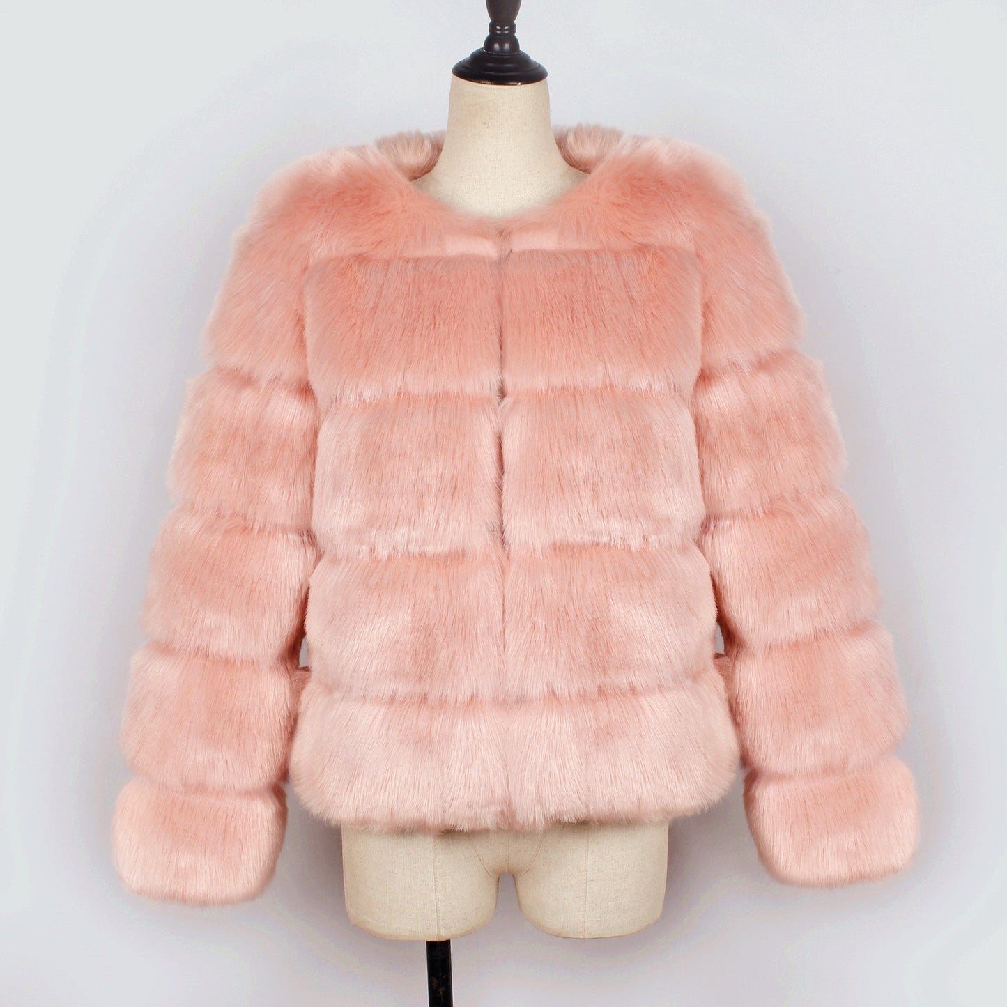 Fall Winter Faux Fur Cross Groove Coat Women Coat Fox Fur Short Overcoat Coat